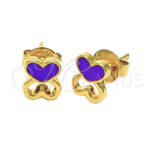 Arete Dormilona 02.64.0390 *PROMO* Oro Laminado, Diseño de Corazón, Esmaltado, Tono Dorado