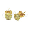 Arete Dormilona 02.64.0399 *PROMO* Oro Laminado, Diseño de Flor, Esmaltado Verde, Tono Dorado