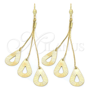 Arete Largo 5.083.009 Oro Laminado, Diseño de Gota, Pulido, Tono Dorado