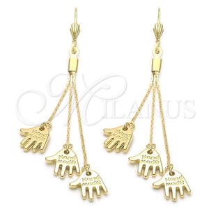 Arete Largo 5.096.002 Oro Laminado, Diseño de Manos, Pulido, Tono Dorado