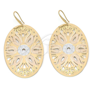 Arete Colgante 5.079.002 Oro Laminado, Diamantado, Tres Tonos