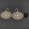 Arete Colgante 5.083.003 Oro Laminado, Diseño de Llave Griega, Diamantado, Tres Tonos