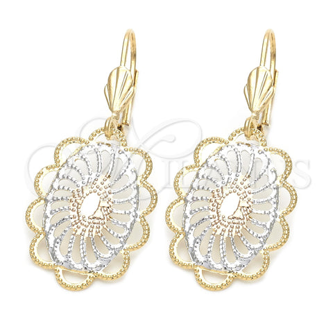 Arete Colgante 5.084.009 Oro Laminado, Pulido, Tres Tonos