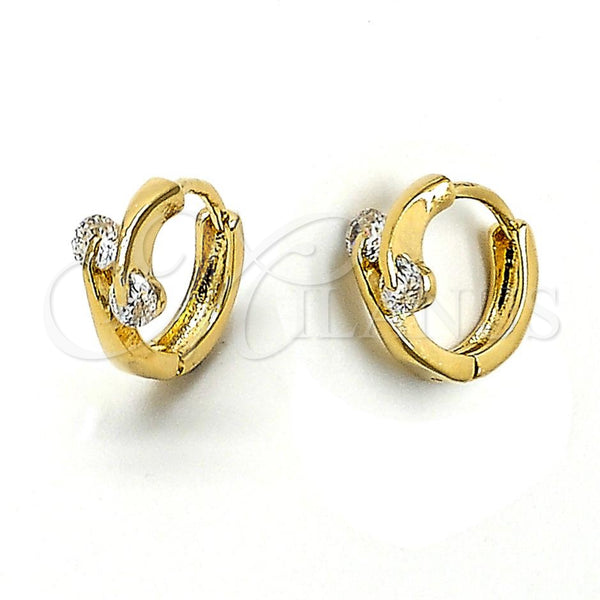 Argolla Huggie 5.131.033 Oro Laminado, con Blanca Zirconia Cubica, Pulido, Tono Dorado