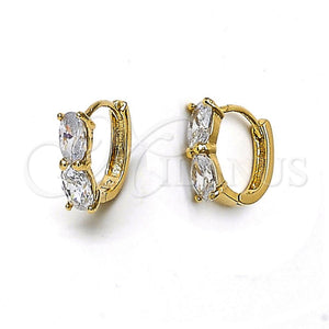 Argolla Huggie 5.131.032 Oro Laminado, con Blanca Zirconia Cubica, Pulido, Tono Dorado