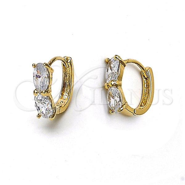 Argolla Huggie 5.131.032 Oro Laminado, con Blanca Zirconia Cubica, Pulido, Tono Dorado