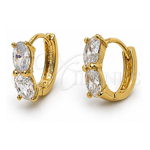 Argolla Huggie 5.131.032 Oro Laminado, con Blanca Zirconia Cubica, Pulido, Tono Dorado