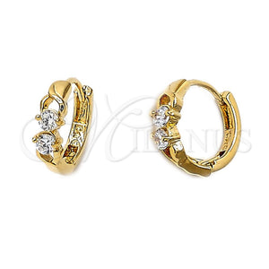 Argolla Huggie 5.131.022 Oro Laminado, con Blanca Zirconia Cubica, Pulido, Tono Dorado