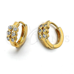 Argolla Huggie 5.130.001 Oro Laminado, con Blanca Zirconia Cubica, Pulido, Tono Dorado