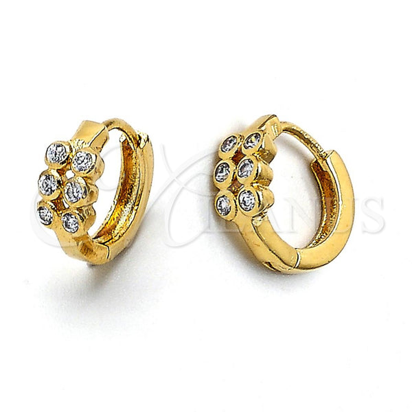Argolla Huggie 5.130.001 Oro Laminado, con Blanca Zirconia Cubica, Pulido, Tono Dorado