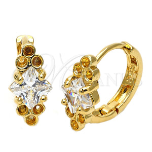 Argolla Huggie 5.132.004 Oro Laminado, con Blanca Zirconia Cubica, Pulido, Tono Dorado