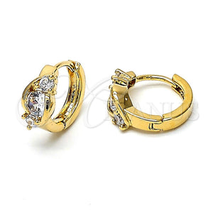 Argolla Huggie 5.132.022 Oro Laminado, con Blanca Zirconia Cubica, Pulido, Tono Dorado