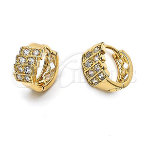 Argolla Huggie 5.132.027 Oro Laminado, con Blanca Zirconia Cubica, Pulido, Tono Dorado