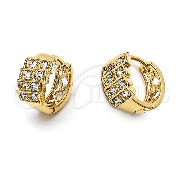 Argolla Huggie 5.132.027 Oro Laminado, con Blanca Zirconia Cubica, Pulido, Tono Dorado