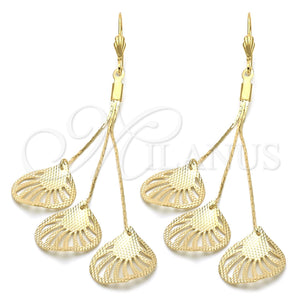 Arete Largo 5.112.011 Oro Laminado, Diseño de Oja, Pulido, Tono Dorado