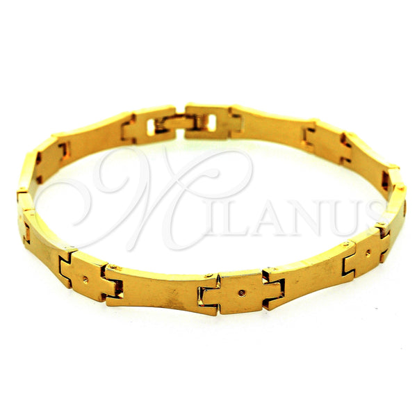 Pulsera Solida 03.63.0534 Oro Laminado, Pulido, Tono Dorado (08 MM Thickness, 8 Inches Length)
