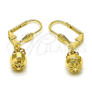 Arete Colgante 5.123.012 Oro Laminado, Diseño de Bola y Disco, Pulido, Tono Dorado