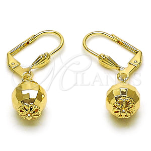 Arete Colgante 5.123.013 Oro Laminado, Diseño de Disco y Bola, Pulido, Tono Dorado