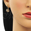 Arete Gancho Frances 5.125.006 Oro Laminado, Diseño de Flor, con Blanca Cristal, Pulido, Tono Dorado