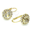 Arete Gancho Frances 5.125.006 Oro Laminado, Diseño de Flor, con Blanca Cristal, Pulido, Tono Dorado
