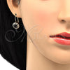 Arete Gancho Frances 5.125.007 Oro Laminado, Diseño de Flor, con Amatista and Blanca Cristal, Pulido, Tono Dorado