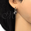 Arete Gancho Frances 5.125.007 Oro Laminado, Diseño de Flor, con Amatista and Blanca Cristal, Pulido, Tono Dorado