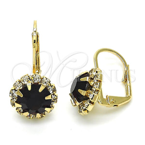 Arete Gancho Frances 5.125.007 Oro Laminado, Diseño de Flor, con Amatista and Blanca Cristal, Pulido, Tono Dorado