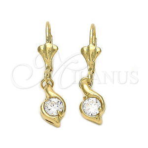 Arete Colgante 5.083.012.1 Oro Laminado, con Blanca Zirconia Cubica, Pulido, Tono Dorado