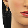 Arete Gancho Frances 5.125.012 Oro Laminado, Diseño de Gota, con Chanpan Oscuro and Blanca Cristal, Pulido, Tono Dorado