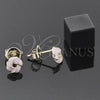 Arete Dormilona 5.126.004 *PROMO* Oro Laminado, Diseño de Nudo, Esmaltado Rosado, Tono Dorado