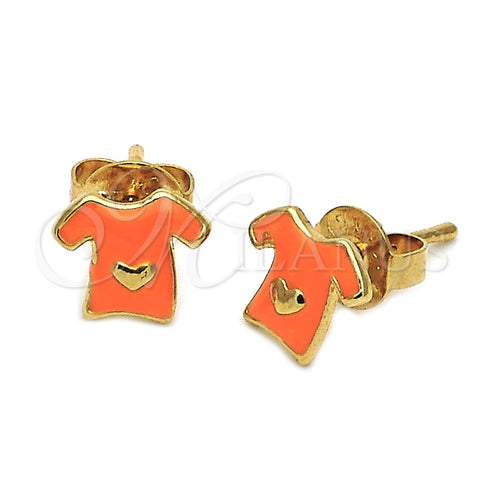 Arete Dormilona 5.126.008 *PROMO* Oro Laminado, Esmaltado Naranja, Tono Dorado