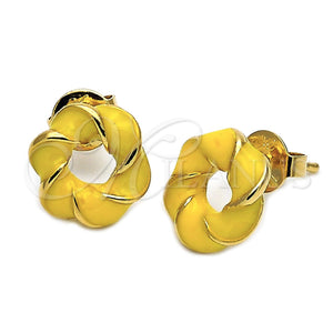 Arete Dormilona 5.126.022 *PROMO* Oro Laminado, Diseño de Nudo, Esmaltado Amarillo, Tono Dorado