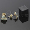 Arete Dormilona 5.126.033 *PROMO* Oro Laminado, Diseño de Nudo, Esmaltado Verde, Tono Dorado