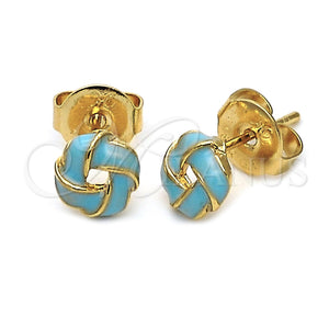Arete Dormilona 5.126.053 *PROMO* Oro Laminado, Diseño de Nudo, Esmaltado Acqua, Tono Dorado