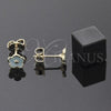 Arete Dormilona 5.126.061 *PROMO* Oro Laminado, Diseño de Flor, Esmaltado Azul, Tono Dorado