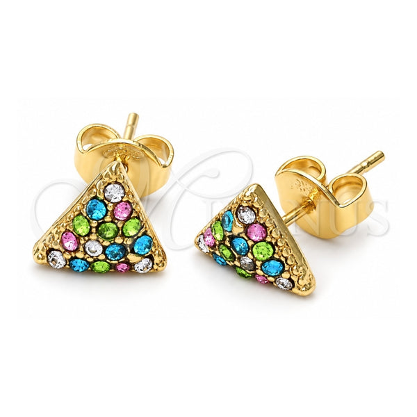 Arete Dormilona 5.127.013 *PROMO* Oro Laminado, con Blanca Cristal, Pulido, Tono Dorado