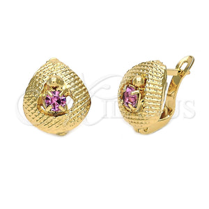 Arete Gancho Frances 5.127.047 Oro Laminado, Diseño de Gota, con Lavender Zirconia Cubica, Diamantado, Tono Dorado