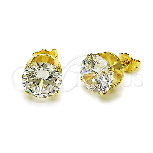 Arete Dormilona 5.128.022 Oro Laminado, con Blanca Zirconia Cubica, Pulido, Tono Dorado