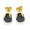 Arete Dormilona 5.128.034 Oro Laminado, con Zirconia Cubica Negro, Pulido, Tono Dorado