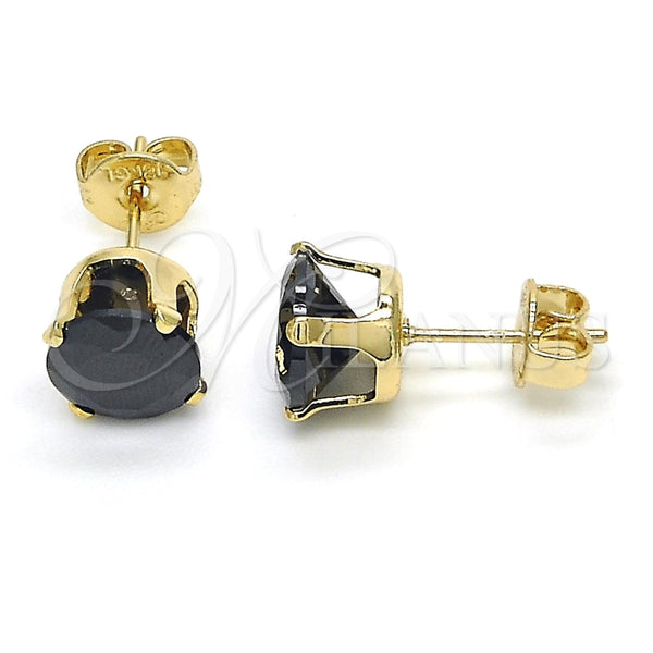 Arete Dormilona 5.128.034 Oro Laminado, con Negro Zirconia Cubica, Pulido, Tono Dorado
