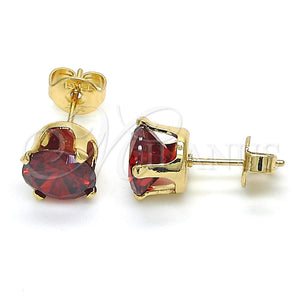 Arete Dormilona 5.128.036 Oro Laminado, con Granate Zirconia Cubica, Pulido, Tono Dorado