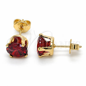 Arete Dormilona 5.128.036 Oro Laminado, con Granate Zirconia Cubica, Pulido, Tono Dorado
