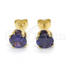 Arete Dormilona 5.128.044 Oro Laminado, con Amatista Zirconia Cubica, Pulido, Tono Dorado