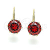 Arete Gancho Frances 5.128.060 Oro Laminado, con Granate Zirconia Cubica, Pulido, Tono Dorado