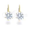Arete Gancho Frances 5.128.063 Oro Laminado, con Blanca Zirconia Cubica, Pulido, Tono Dorado