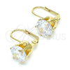 Arete Gancho Frances 5.128.063 Oro Laminado, con Blanca Zirconia Cubica, Pulido, Tono Dorado
