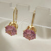 Arete Gancho Frances 5.128.069 Oro Laminado, con Rosado Zirconia Cubica, Pulido, Tono Dorado