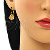 Arete Gancho Frances 5.128.070 Oro Laminado, con Champan Zirconia Cubica, Pulido, Tono Dorado