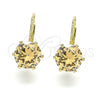 Arete Gancho Frances 5.128.070 Oro Laminado, con Champan Zirconia Cubica, Pulido, Tono Dorado