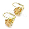 Arete Gancho Frances 5.128.070 Oro Laminado, con Champan Zirconia Cubica, Pulido, Tono Dorado
